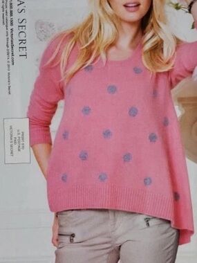 Victoria’s Secret Pink Angora Sweater XS Polka Dot Swing Trapeze Oversized Knit